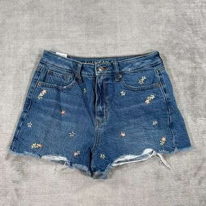 American Eagle Shorts Women 0 Blue Mom Shorts Cut Off Floral Jeans Festival